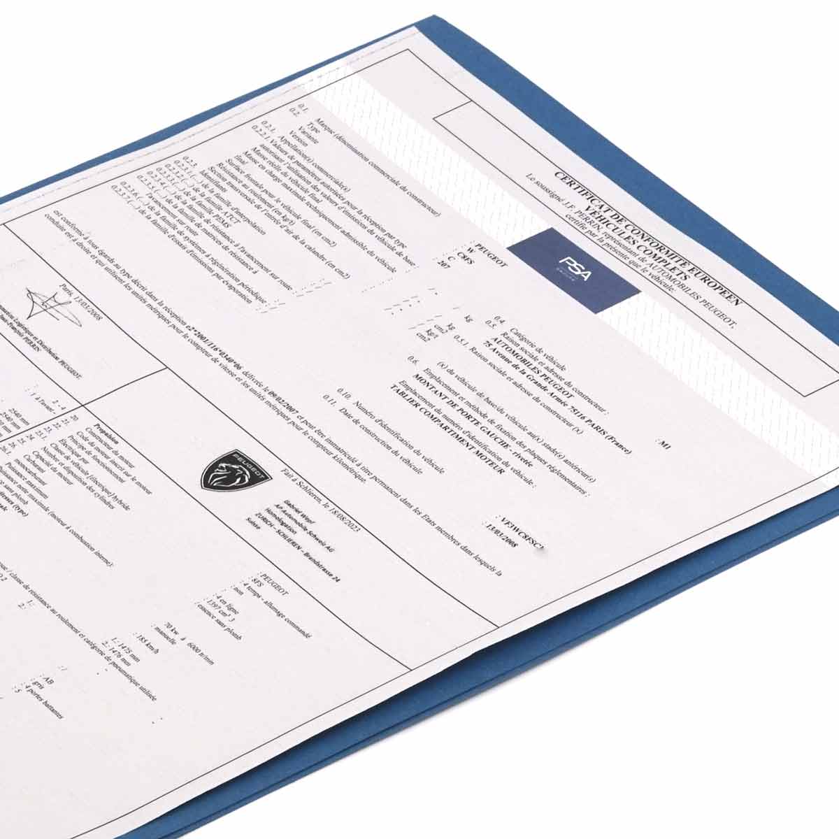 Documentación oficial de homologación europea para matriculación de vehículo importado